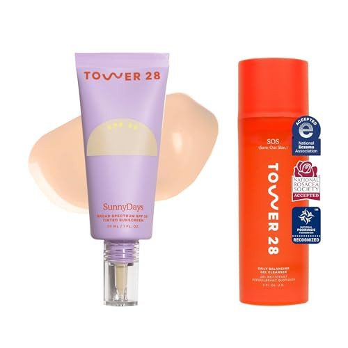Tower 28 Sunnydays Spf 30 Tinted Mineral Sunscreen-Shade 15 & Sos Gel Cleanser 150 Ml