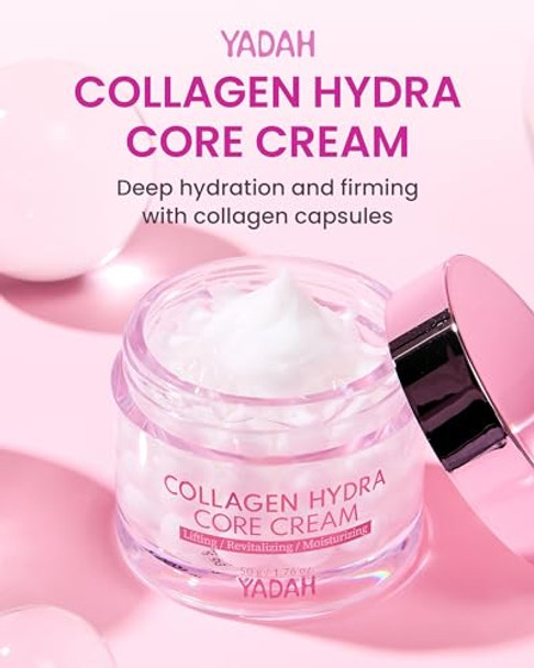 Yadah Collagen Hydra Core Cream (50G) Collagen Dual Lift Serum 1.69 Fl Oz