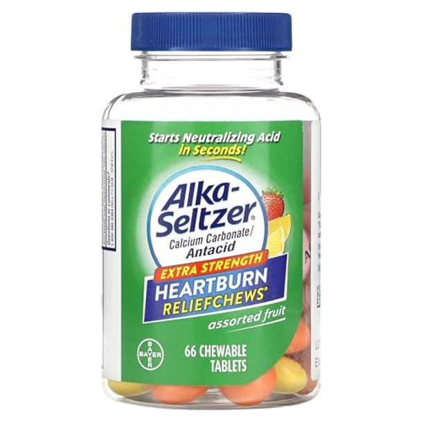 Alka-Seltzer Extra Strength Heartburn Reliefchews - Relief Of Heartburn, Acid Indigestion And Sour Stomach - Assorted Lemon, Orange Strawberry Flavors - 66 Count Alka-Seltzer Extra Strength Heartburn Reliefchews - Relief Of Heartburn, Acid Indigestion And Sour Stomach - Assorted Lemon, Orange Strawberry Flavors - 66 Count