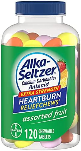 Alka-Seltzer Extra Strength Heartburn Reliefchews - Relief Of Heartburn, Acid Indigestion And Sour Stomach - Assorted Lemon, Orange Strawberry Flavors - 120 Count