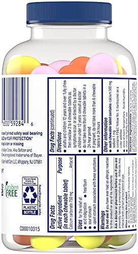Alka-Seltzer Extra Strength Heartburn Reliefchews - Relief Of Heartburn, Acid Indigestion And Sour Stomach - Assorted Lemon, Orange Strawberry Flavors - 120 Count
