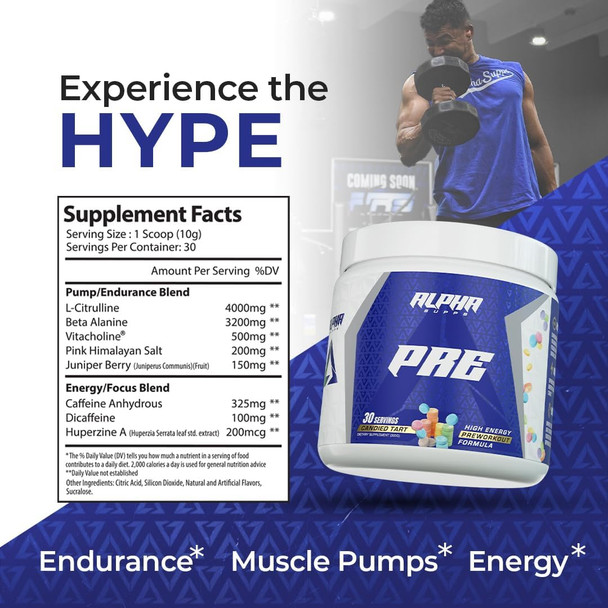 Alpha Supps Pre, Pre-Workout Powder For Men & Women, Back To Basics Preworkout Formula For Fitness & Gym Training Athletes - Boost Energy, Focus & Performance (30 Servings, Strawberry Lemonade)