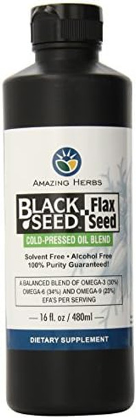 Amazing Herbs Black Seed And Flax Seed Oil Blend, 16 Fluid Ounce Amazing Herbs Black Seed And Flax Seed Oil Blend, 16 Fluid Ounce