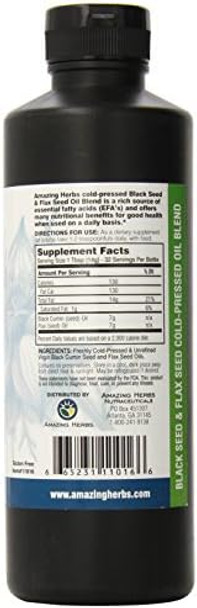 Amazing Herbs Black Seed And Flax Seed Oil Blend, 16 Fluid Ounce Amazing Herbs Black Seed And Flax Seed Oil Blend, 16 Fluid Ounce
