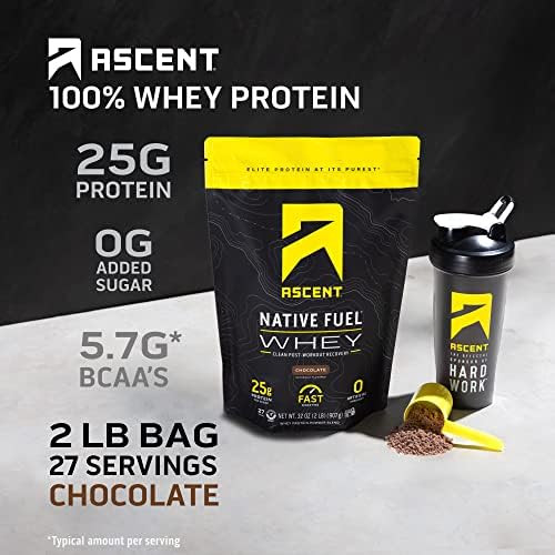 Ascent Whey 2 Lb + Plant Protein Powder 18 Servings - Chocolate