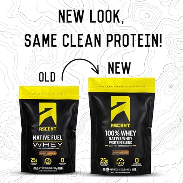 Ascent 100% Whey Protein Powder, Chocolate Peanut Butter 2 Lb & Creatine Monohydrate Powder, Unflavored 45 Servings