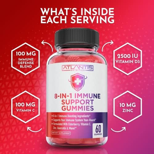 8-In-1 Immune Support 60 Gummies + Keto Acv Gummies Advanced Weight Loss 90 Gummies