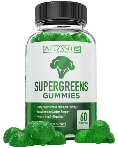 Supergreen & Magnesium Gummies - Magnesium Helps Muscles Recover, Delicious Supergreens With Spinach, Broccoli, Beetroot, Green Tea, & Acai For Immunity Support- 60 Gummies