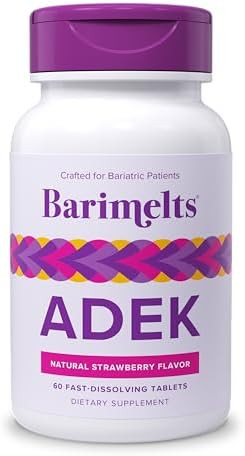Barimelts Adek - 60 Fast-Dissolving Tablets (2-Month Supply) - Sugar- Bariatric Vitamins For Women Including Vitamin A, Vitamin D, Vitamin E & Vitamin K, Natural Strawberry Flavor​