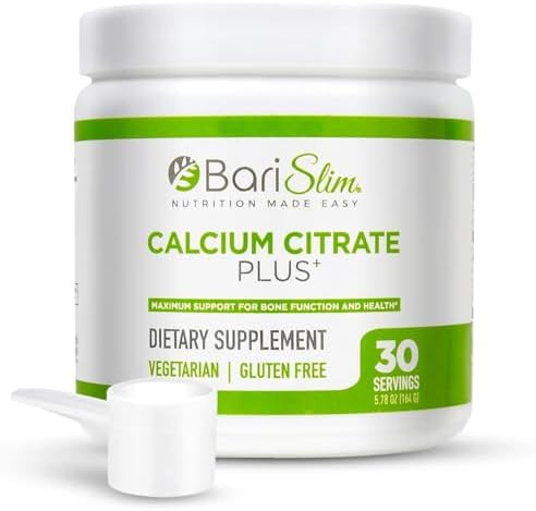 Barislim Bariatric Calcium Citrate Plus Powder - Formulated For Patients After Weight Loss Surgery - Maximum Support For Bone Function And Health - Easy Digestion And Absorption  600 Mg (30 Servings)