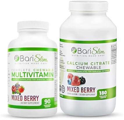 Barislim Bariatric Calcium Citrate & Complete Chewable Bariatric Multivitamin - Bariatric Vitamin And Supplement For Post Bariatric Surgery Including Gastric Bypass And Gastric Sleeve