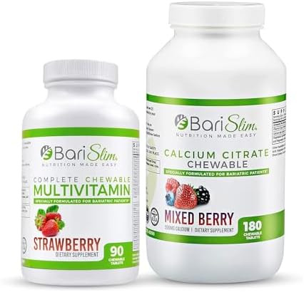 Barislim Bariatric Calcium Citrate & Complete Multivitamin Chewable Tablet - Bariatric Vitamin And Supplement For Post Bariatric Surgery Including Gastric Bypass And Sleeve