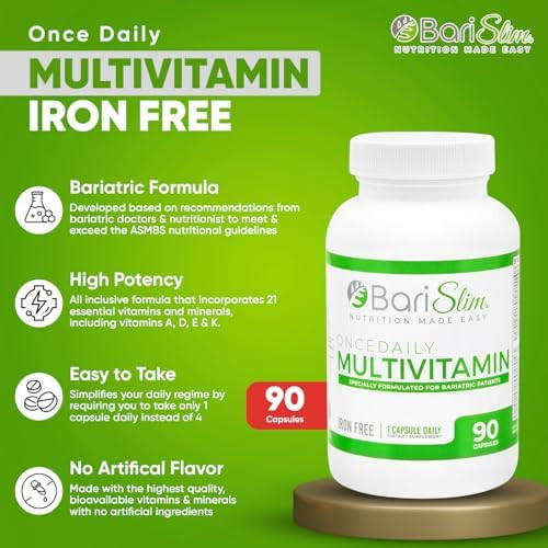 Barislim Once Daily Bariatric Multivitamin Capsule - Iron- Formula - Bariatric Vitamin And Supplement For Post Surgery, Including Gastric Bypass And Gastric Sleeve  90-Day Supply