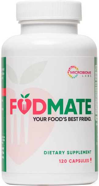 Microbiome Labs FODMATE Digestive Enzymes - Enzymes for Digestion, Occasional Mild Bloating Relief for Adults - Helps Break Down FODMAPs - Complement Low-FODMAP Protocols (120 Ct)
