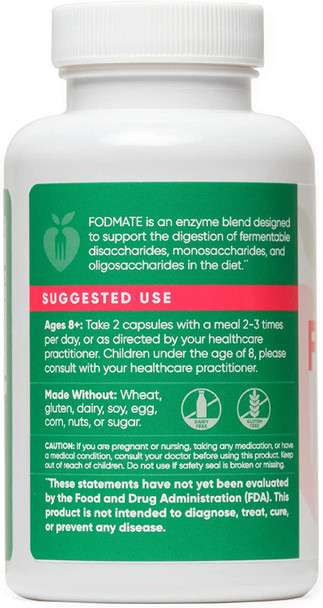 Microbiome Labs FODMATE Digestive Enzymes - Enzymes for Digestion, Occasional Mild Bloating Relief for Adults - Helps Break Down FODMAPs - Complement Low-FODMAP Protocols (120 Ct)