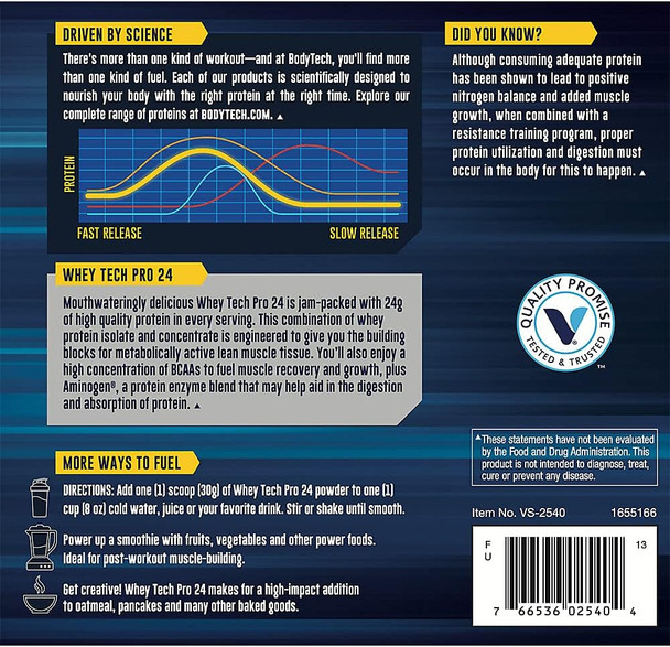 Bodytech Whey Tech Pro24 Powder Vanilla Ice Cream (2 Lbs/30 Servings)