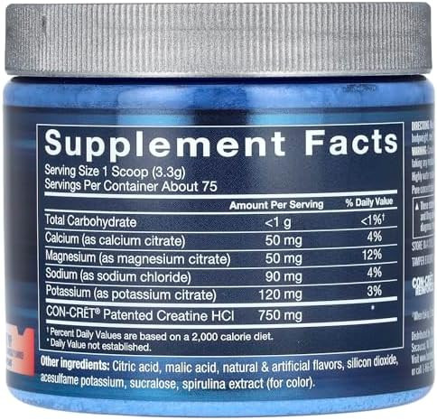 Bodytech Creatine Hcl + Electrolytes Powder A Highly Water-Soluble & Bioavailable A Rocket Pop (8.8 Oz./75 Servings)