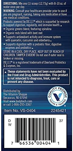 Bodytech Greens + Reds Powder A" Superfood & Digestion Support A" Citrus (30 Servings)