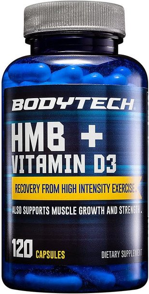 Bodytech Hmb + Vitamin D3 - Supports Muscle Growth And Strength (120 Vegetable Capsules)