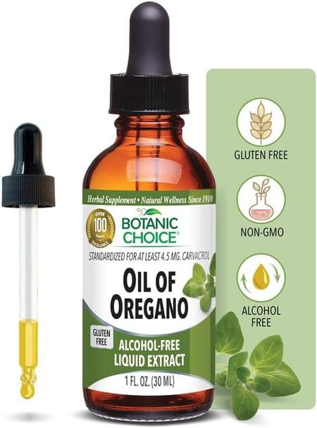 Botanic Choice Oil Of Oregano Liquid Extract - Alcohol  Herbal Supplement, Traditional Support For Immune And More - 1 Fl. Oz.