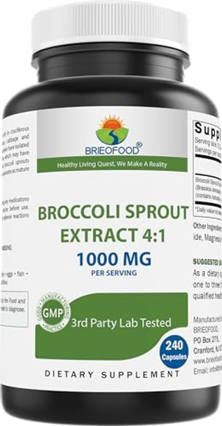 Brieofood Broccoli Sprout Extract 4:1 1000 Mg Per Serving - 240 Capsules