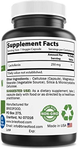Brieofood Lactoferrin 250 Mg 60 Veggie Capsules Brieofood Lactoferrin 250 Mg 60 Veggie Capsules