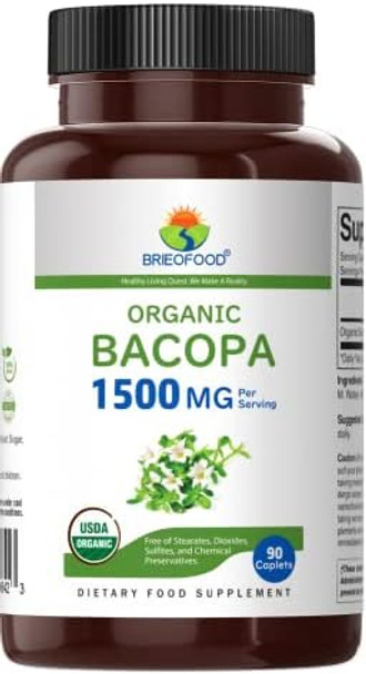 Brieofood Organic Bacopa 1500Mg, 45 Servings, Vegetarian, Gluten , 90 Vegetarian Tablets… Brieofood Organic Bacopa 1500Mg, 45 Servings, Vegetarian, Gluten , 90 Vegetarian Tablets…