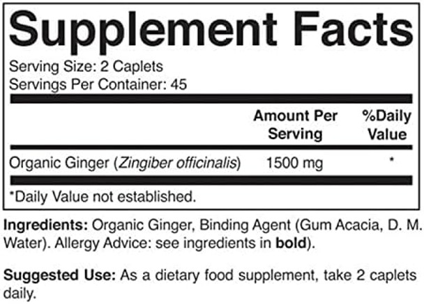 Brieofood Organic Ginger 1500Mg, 45 Servings, Vegetarian, Gluten , 90 Vegetarian Tablets Brieofood Organic Ginger 1500Mg, 45 Servings, Vegetarian, Gluten , 90 Vegetarian Tablets