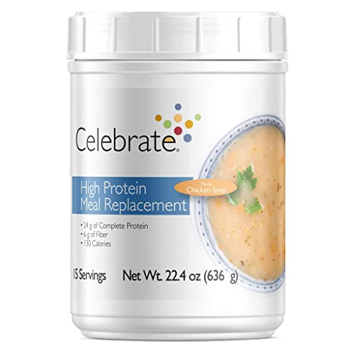 Celebrate Vitamins High Protein Meal Replacement Shake, 24 G Protein Powder, 6 G Of Fiber, For Post-Bariatric Surgery Patients, Chicken Soup, 15 Servings