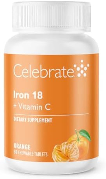 Celebrate Iron+C 18Mg Chewable Tangerine, 30 Count