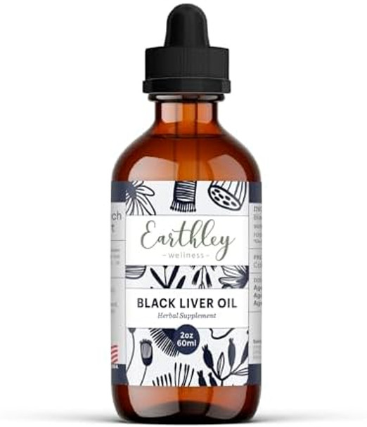 Earthley Wellness Black Liver Oil, Liver, Immune, And Gut Health Support, Helps Elimate Toxins And Supports Liver Health, Zero Flavors, Colors, Zero Added Sugars, Allergens (2Oz)