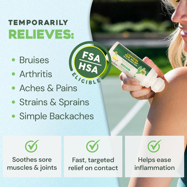 Ebanel Pain Relief Roll On For Arthritis, Foot, Back, Joint, Neck, Strains & Sprains With Menthol, Camphor, Arnica, Emu Oil, Msm, Boswellia, Targeted Muscle Pain Relief Roll On