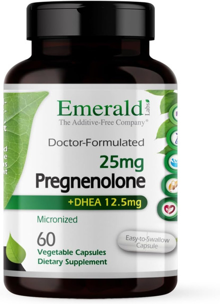 Emerald Labs Pregnenolone 50Mg With Dhea 25Mg - Premium Wellness Supplement To Support Brain Health, Immune Response & Hormone Balance - Gluten- - 60 Vegetable Capsules (30-Day Supply)