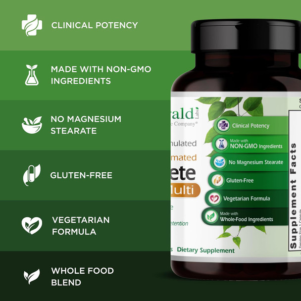 Emerald Labs Complete 1-Daily Multi - Complete Multivitamin For Men & Women With Vitamin C, Methylated Folate, Whole-Food Blend & More For Immune Support, Bone Health & More - 60 Vegetable Capsules