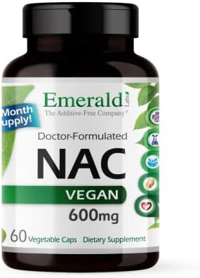 Emerald Labs Nac 600Mg - N-Acetyl-L-Cysteine - Vegan Amino Acid Supplement That Supports Detoxification - 60 Vegetable Capsules (60-Day Supply)