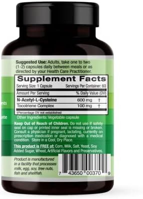 Emerald Labs Nac 600Mg - N-Acetyl-L-Cysteine - Vegan Amino Acid Supplement That Supports Detoxification - 60 Vegetable Capsules (60-Day Supply)