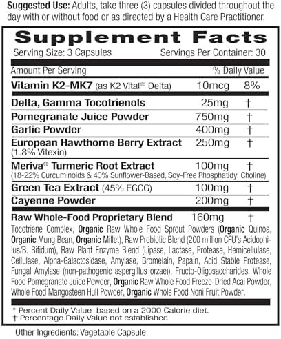 Emerald Labs Heart, Artery & Vein Health - Heart Health Support With Hawthorn Berry, Meriva Turmeric, Vitamin K2 As Vital Delta Mk-7 & More - Gluten- - 90 Vegetable Capsules (30-Day Supply)