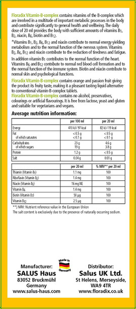 Floradix Vitamin B Complex Liquid Formula, 250 ml