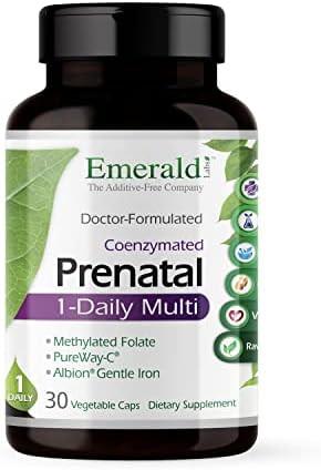 Emerald Labs Bundle With Prenatal 1-Daily Multi (60 Veg Caps) & Pureway-C (90 Veg Caps) - Prenatal Multivitamin With Methylated Folate, Iron & More - Vitamin C Supplement With R-Alpha Lipoic Acid