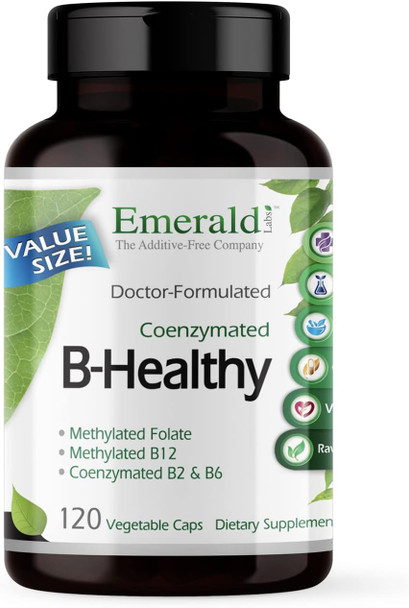 Emerald Labs B-Healthy - Vegan Vitamin B Complex - Includes Methylated Folic Acid & Full Spectrum B Vitamins - Supports Immune, Brain & Heart Health - 60 Vegetable Capsules