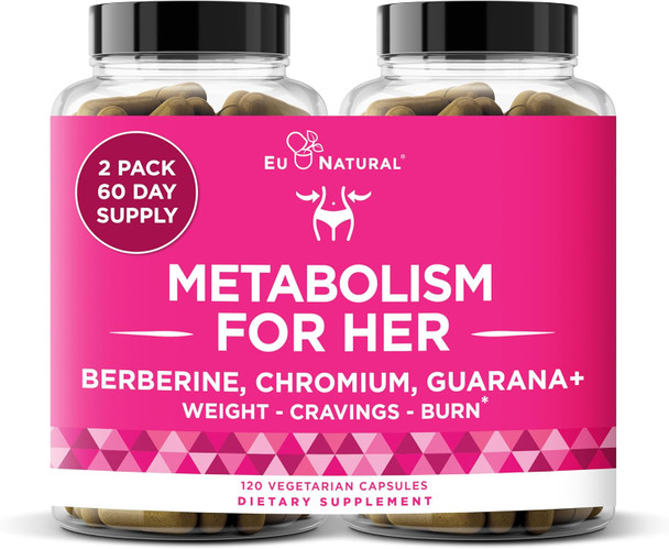 Eu Natural Metabolism For Her - Appetite & Metabolism Support For Women - Curb Cravings, Reduce Caloric Intake & Promote Feelings Of Fullness - Berberine, Chromium Picolinate & Guarana - 60 Veg Capsules Eu Natural Metabolism For Her - Appetite & Metabolism Support For Women - Curb Cravings, Reduce Caloric Intake & Promote Feelings Of Fullness - Berberine, Chromium Picolinate & Guarana - 60 Veg Capsules
