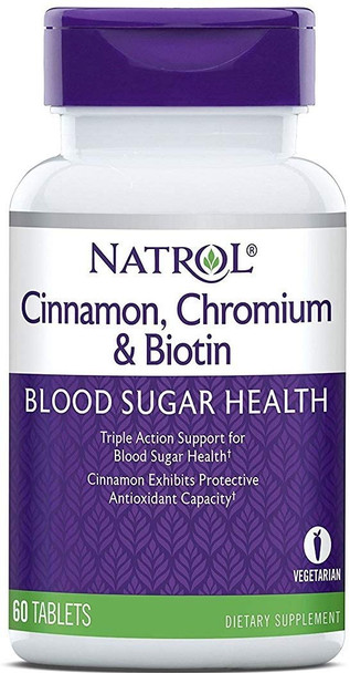 Natrol Cinnamon Biotin Chromium - Pack of 60 Tablets