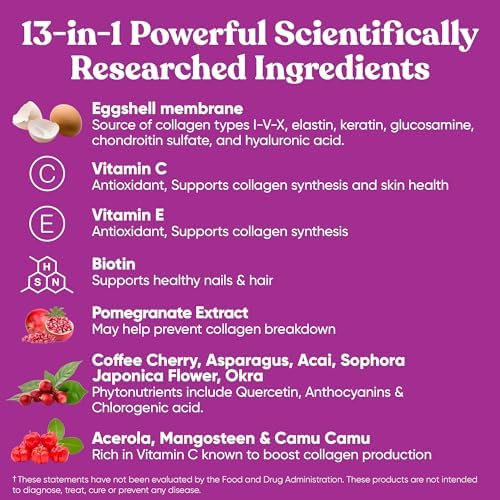 Eu Natural Move & Glow Collagen Pills For Women & Men – Vegetarian Multi-Collagen (Type I-V-X) With 9 Plant-Based Superfoods For Skin Health & Joint Support – Biotin, Vitamin C, Vitamin E, 60 Vegetarian Capsules