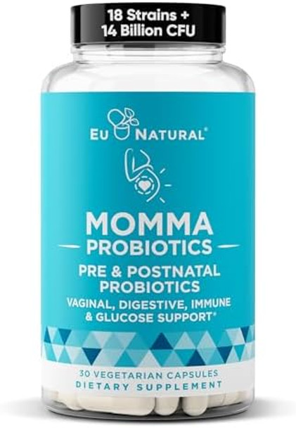 Eu Natural Momma Prenatal Probiotics Mom & Baby – Gut And Digestive Postpartum, Nursing, Morning Sickness Pregnancy Relief – 18 Clinically Proven Strains, 14 Billion Cfu, Prebiotic – 30 Mini Vegan Capsules Eu Natural Momma Prenatal Probiotics Mom & Baby – Gut And Digestive Postpartum, Nursing, Morning Sickness Pregnancy Relief – 18 Clinically Proven Strains, 14 Billion Cfu, Prebiotic – 30 Mini Vegan Capsules