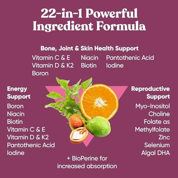 Eu Natural Next Gen Multivitamin For Women – 22 Optimized Vitamins For Immunity, Beauty, Brain, Energy, Bones And Heart – Vitamin C, D, E, K, Iron, B6 And Dha - 60 Vegetarian Soft Capsules (Packaging May Vary)