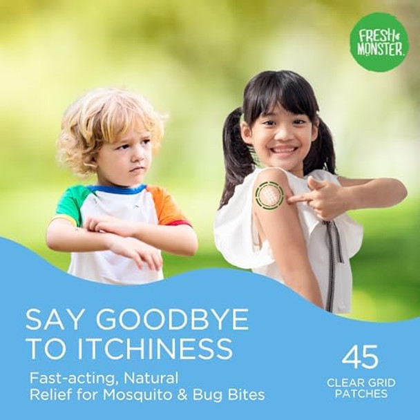 Fresh Monster Bug Bite Itch Relief Patches - For Mosquito & Other Insect Bites, Instant Bug Bite Relief For Kids & Adults, Natural & Toxin-, 45 Count Fresh Monster Bug Bite Itch Relief Patches - For Mosquito & Other Insect Bites, Instant Bug Bite Relief For Kids & Adults, Natural & Toxin-, 45 Count