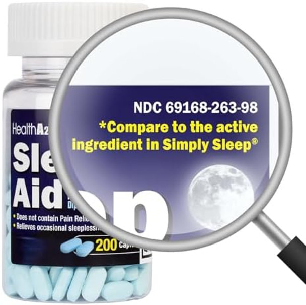 Healtha2Z Sleep Aid 200 Caplets  Diphenhydramine Hcl 25Mg  Regular Strength Sleeping Pills  Safe & Non-Habit-Forming Healtha2Z Sleep Aid 200 Caplets  Diphenhydramine Hcl 25Mg  Regular Strength Sleeping Pills  Safe & Non-Habit-Forming