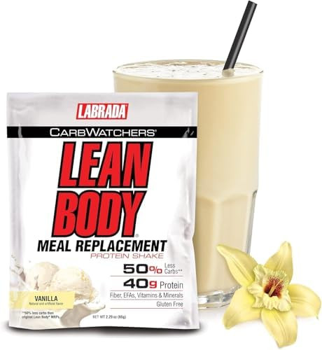 Lean Body Carb Watchers, All-In-One Vanilla Meal Replacement Shake. 40G Protein Whey Blend, 8G Healthy Fats & Fiber, 22 Vitamins And Minerals , No Artificial Colors, Gluten ,(20 Packets)