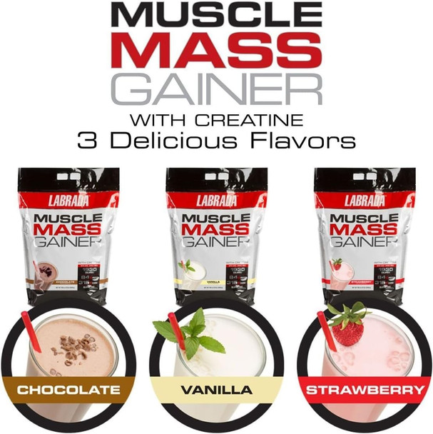 Labrada Nutrition Muscle Mass Gainer, Chocolate, 12 Pound
