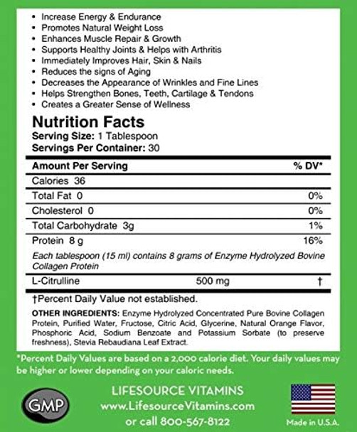 Lifesource Vitamins Collagen Liquid - Since 1992-16 Fl Oz - 30 Day Supply. Type 1 And 3 Collagen. Bones, Joints, Hair, Skin, Nails, Wrinkles. Lifesource Vitamins Collagen Liquid - Since 1992-16 Fl Oz - 30 Day Supply. Type 1 And 3 Collagen. Bones, Joints, Hair, Skin, Nails, Wrinkles.